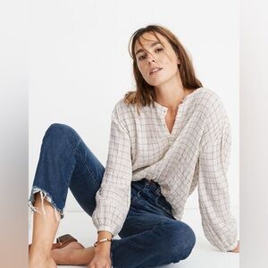 Madewell Meadow Shirt in Windowpane Sz S